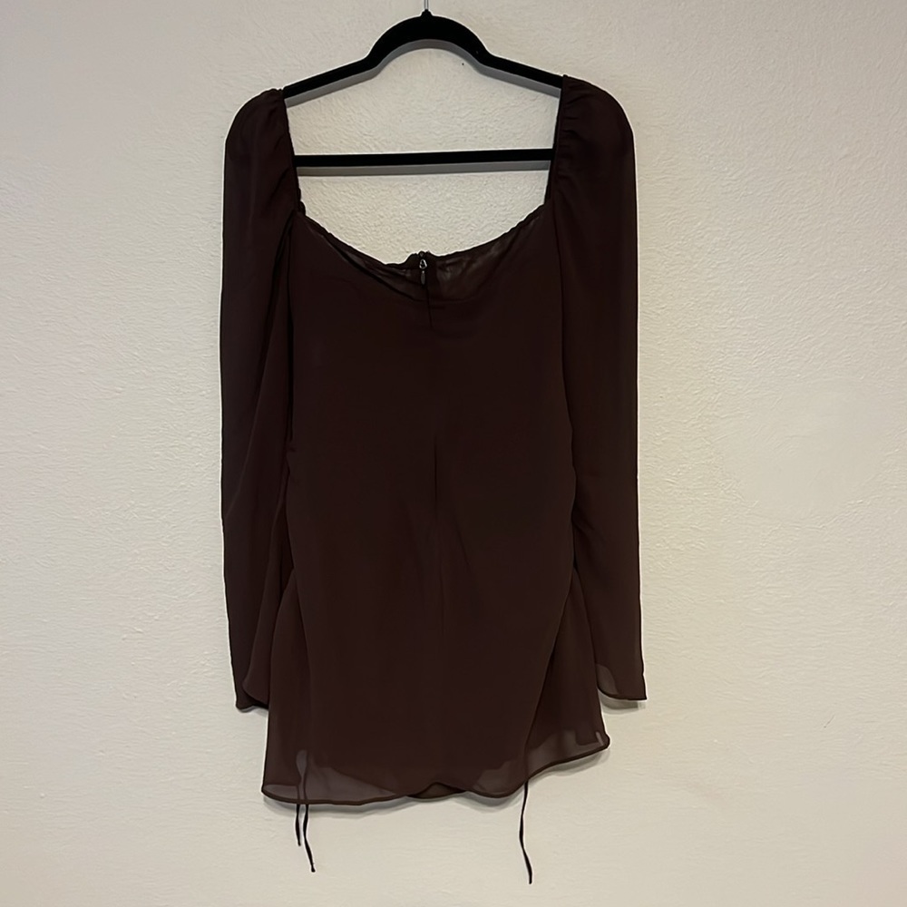 house of cb BABY CHOCOLATE CHIFFON CUTOUT HALTER MINI DRESS - Picture 9 of 10